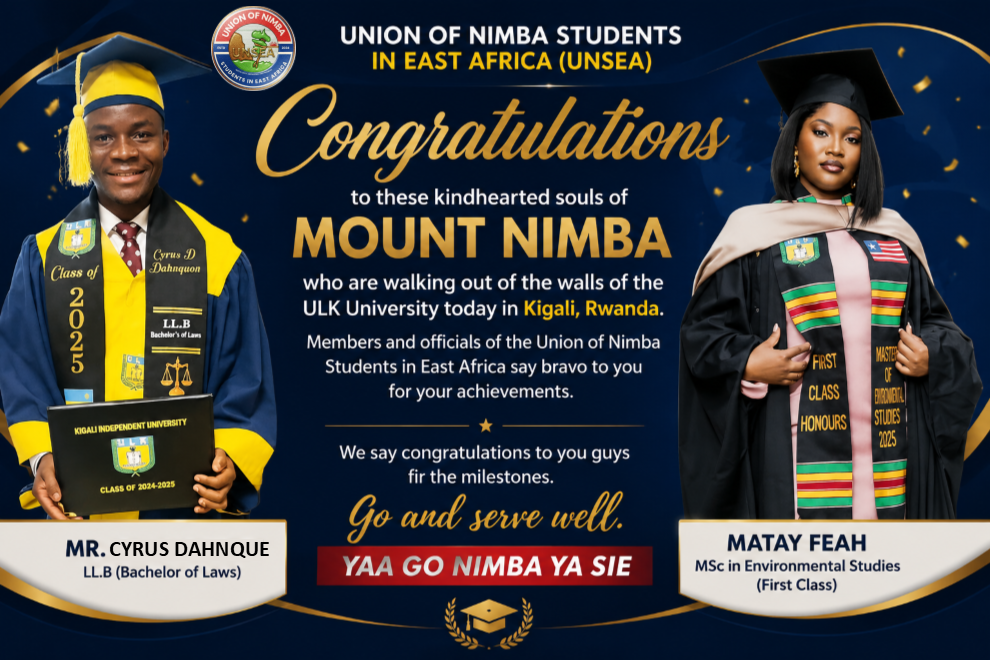 UNSEA Celebrates Two Outstanding Graduates from Mount Nimba