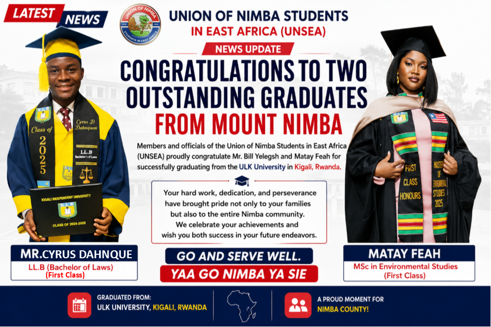 UNSEA Celebrates Two Outstanding Graduates from Mount Nimba